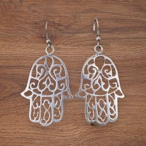 925 Sterling Silver Hamsa Earrings